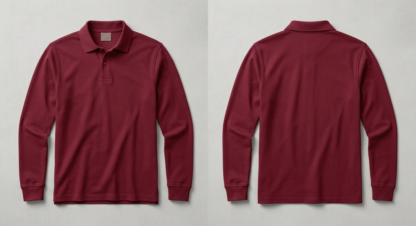 Polo Yaka Uzun Kollu Bordo